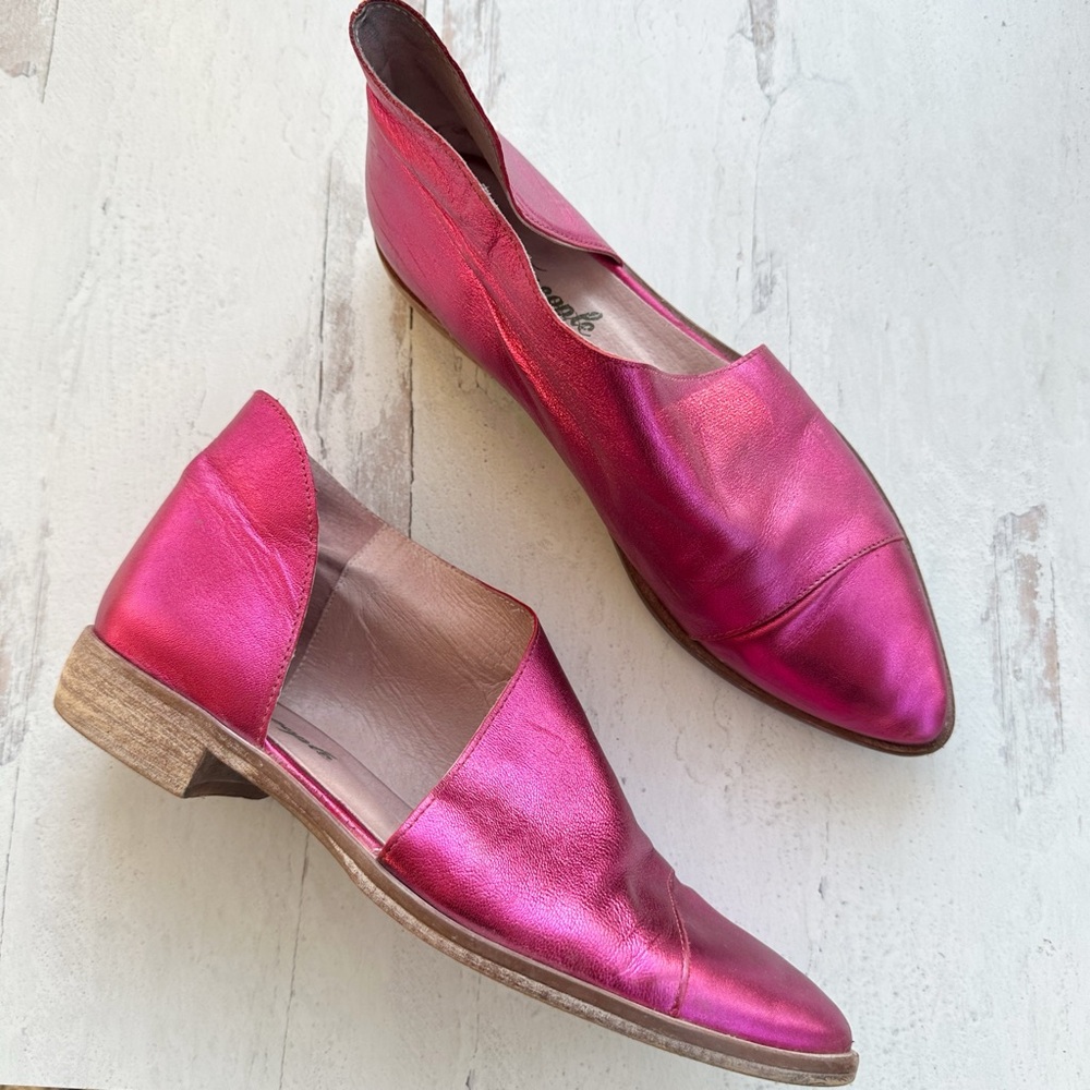 Free People Metallic Pink Leather D'Orsay Flats